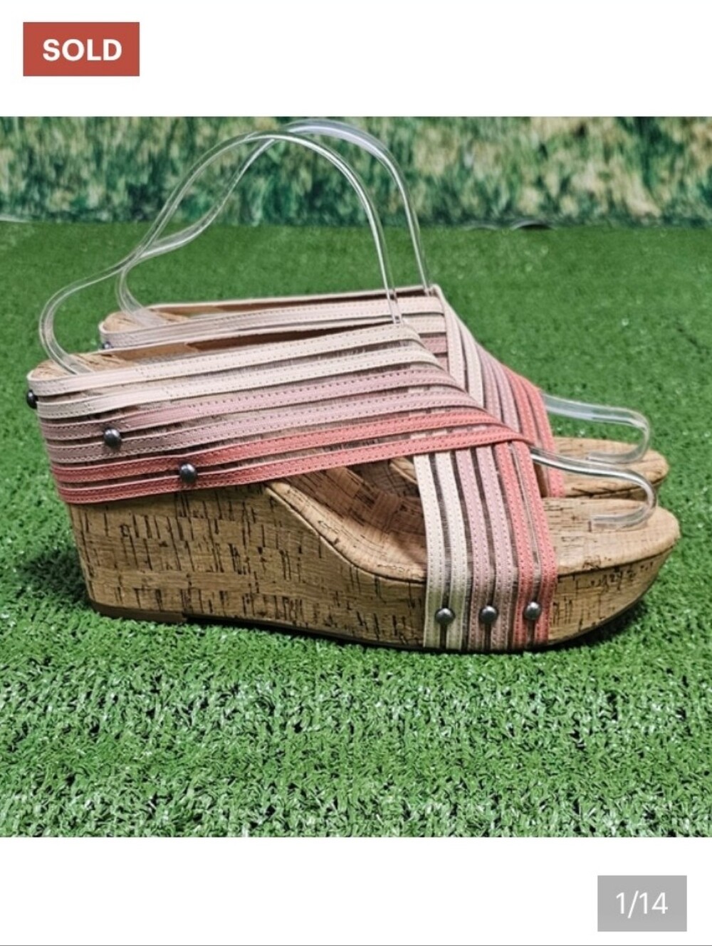 LUCKY BRAND | MYKAYLA CORK WEDGE PLATFORM CROSS STRAP SANDALS